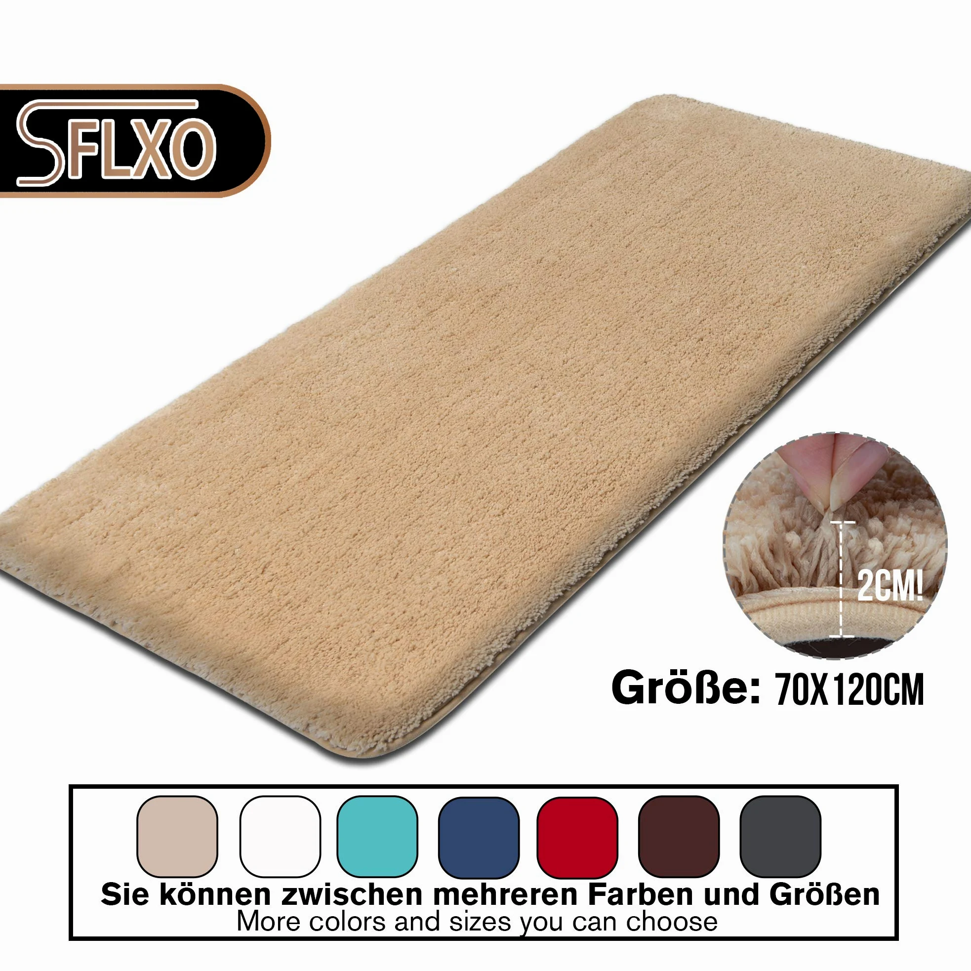 Alfombrilla de baño 120 cm x 70 cm, antideslizante, lavable a máquina, antideslizante, suave, absorbente, de microfibra, color crema y beige