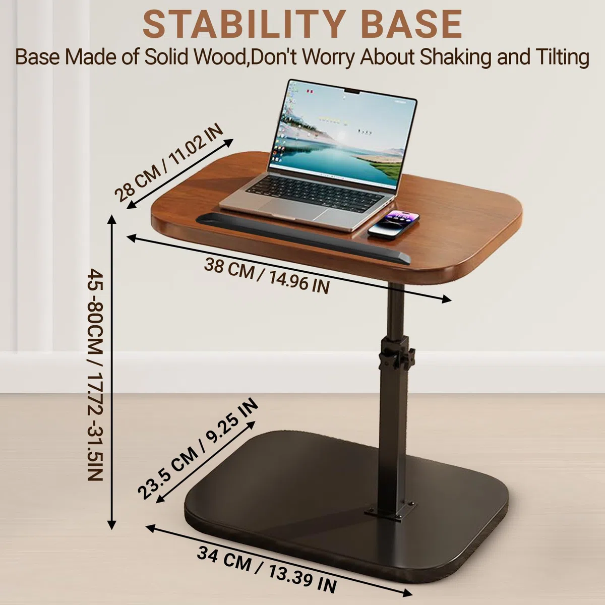 Mesa auxiliar en forma de C, pequeña mesa auxiliar redonda para café, aperitivos, plantas, mesas auxiliares de madera en forma de C, pequeña mesa de sofá para salón, dormitorio, oficina