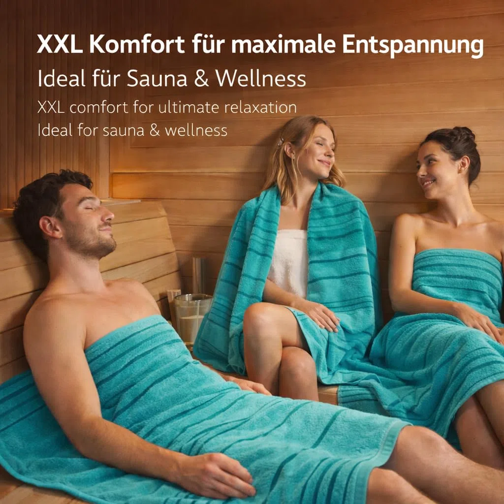 Betz Lines XXL Toalla de baño - Toalla de Playa Grande - Toalla de Sauna de algodón 100% - Toalla de Tumbona - 90x180 cm - Turquesa