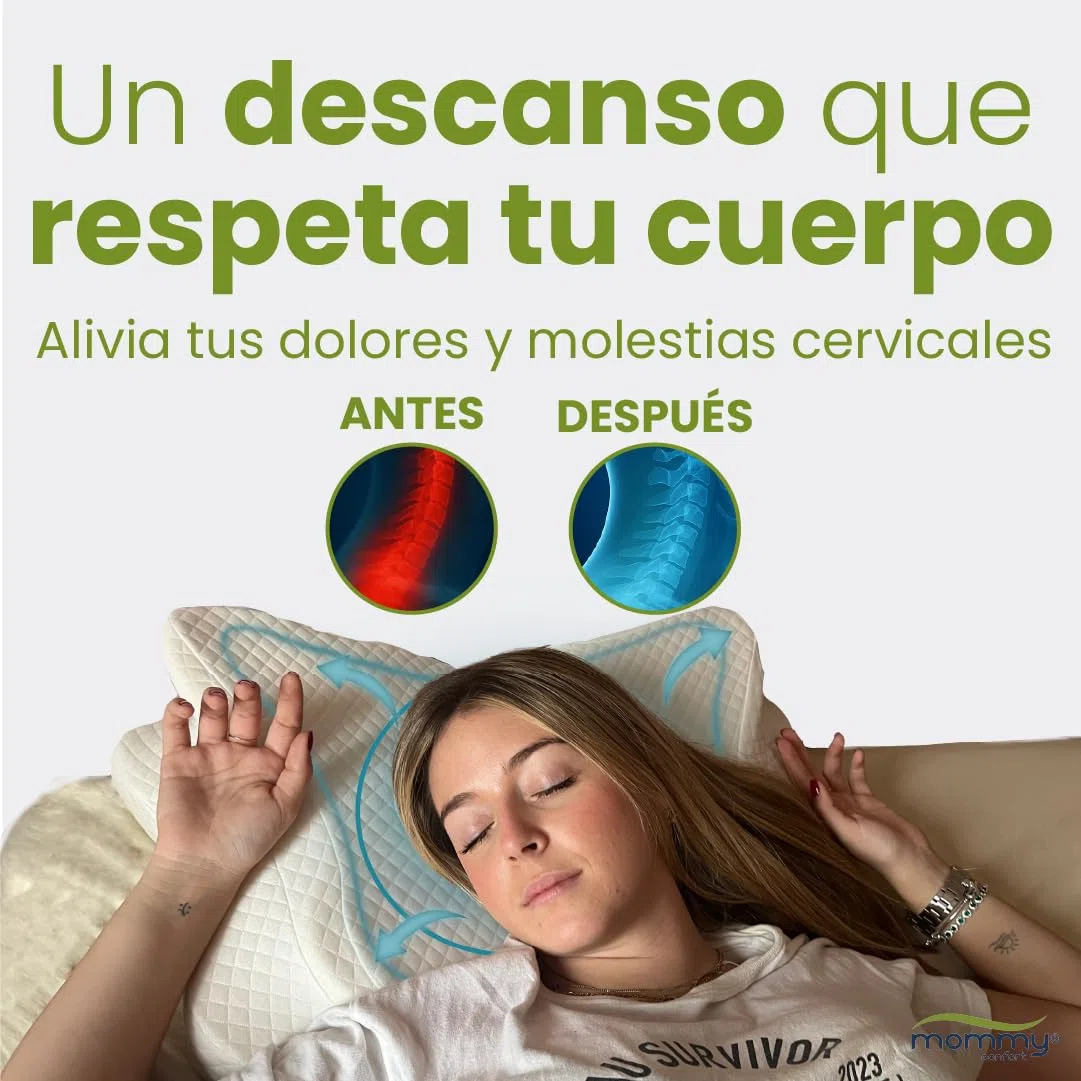 Almohada Cervical Viscoelástica Ergonómica 60x35 Firme Antironquidos Soporte Cuello y Hombros Lavable Transpirable Dormir Mejor Dolor Cervical Mariposa Oeko Tex Salud y Descanso