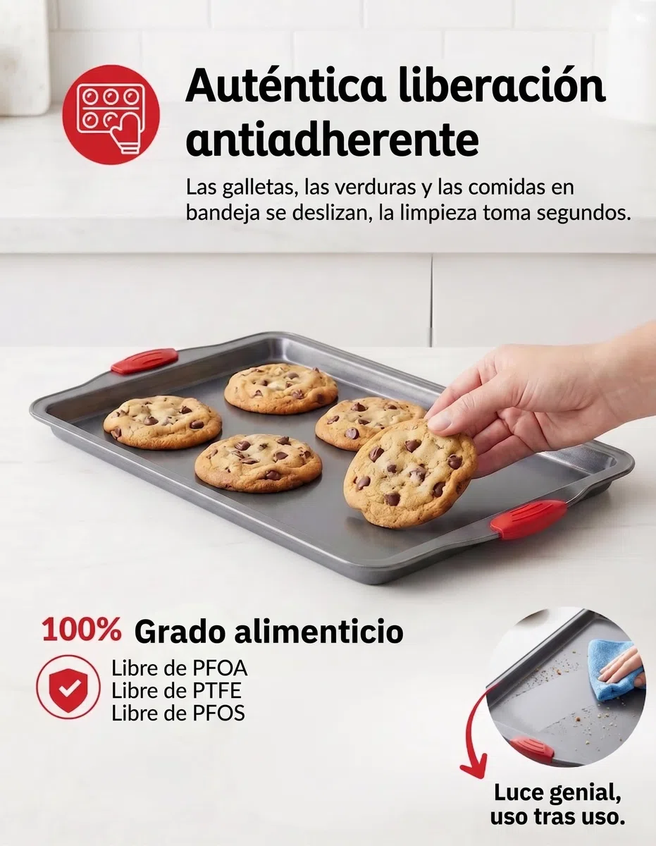 Bandeja antiadherente de Boxiki Kitchen| Bandeja para horno 100% no tóxica, revestida de acero inoxidable | Aptas para el lavavajillas