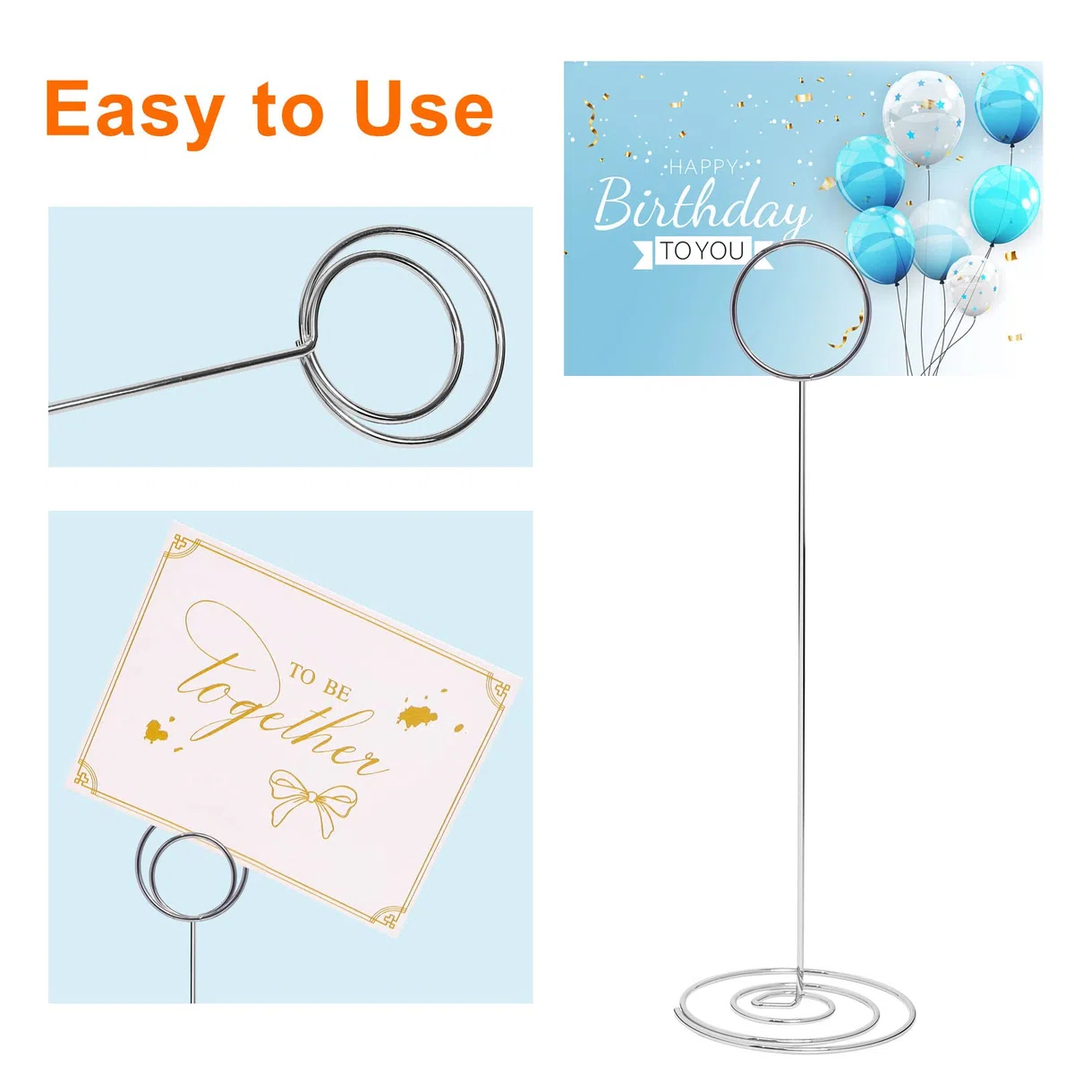 12 Piezas Soportes para Números de Mesa para Bodas (Plata) 22cm Soportes para Tarjetas de Nombre de Foto, Soporte para Tarjetas Memo de Lugar para Fiestas, Titular de Número Foto Notas