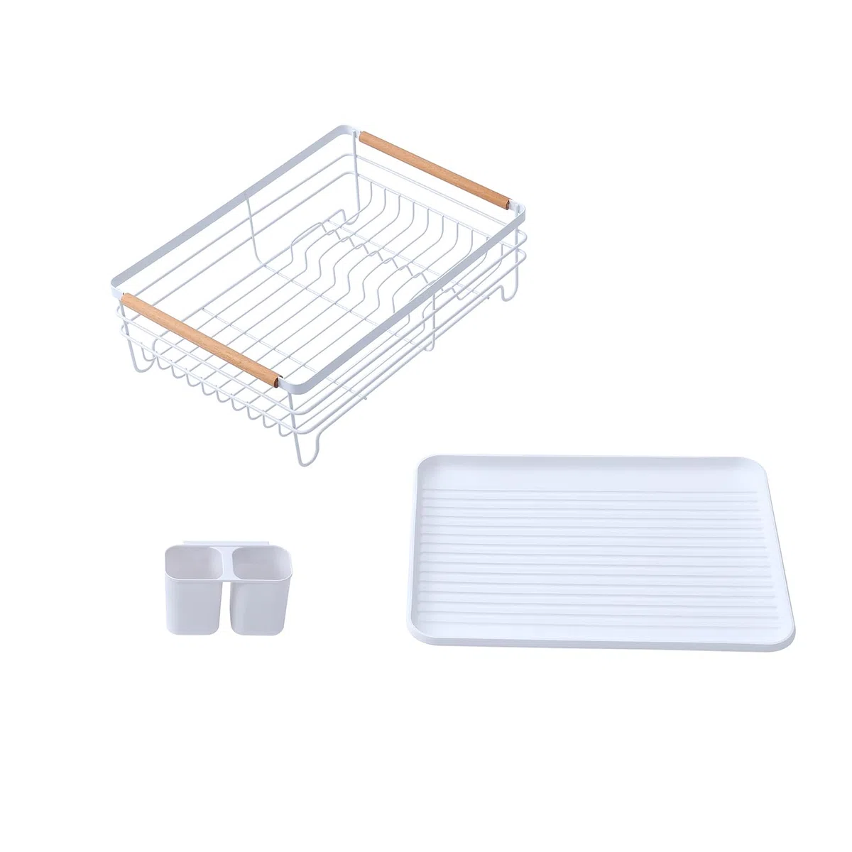 Escurridor de platos con soporte para utensilios, gran capacidad, ahorra espacio, solución de almacenamiento para encimera de cocina para un secado eficiente de los platos