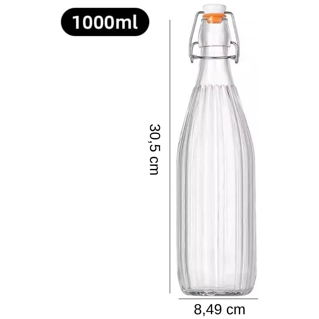 6 botellas de 1000 ml con cierre de clip, botellas de cristal vacías con asa para rellenar el licor, licor, zumo de 1 litro