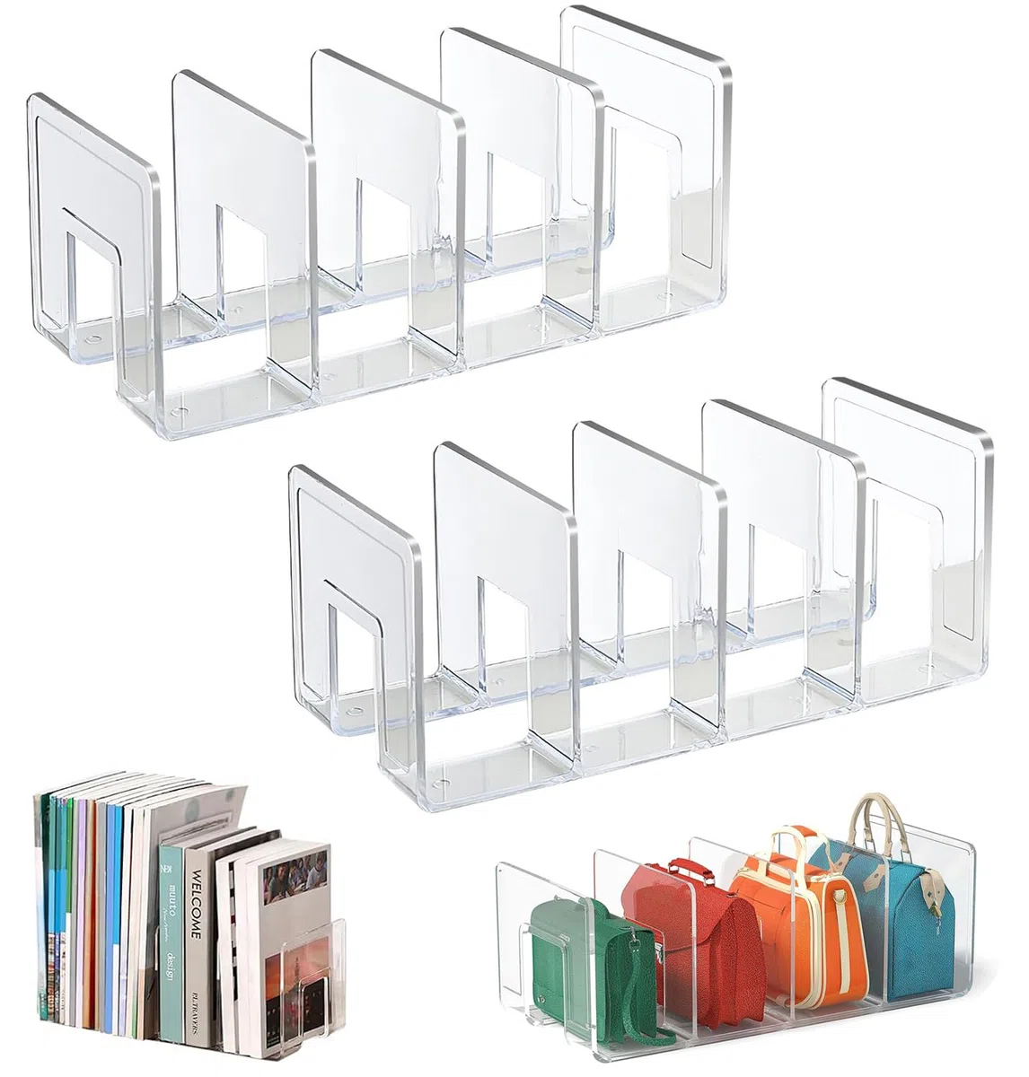 Divisores De Estante Transparentes, 2pcs Organizador De Estante De Armario, Bolsa Transparente, Estante De Almacenamiento, Separador De Armario, Organizador De Bolso para Organización(32*15*13cm)