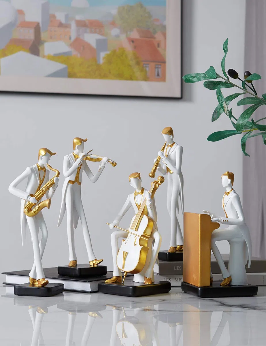 HAUCOZE Adorno Musical Estatua de Músico Escultura Piano Figura Modern Decoración Arte Hogar Regalo para Salón Comedor Oficina 22cm