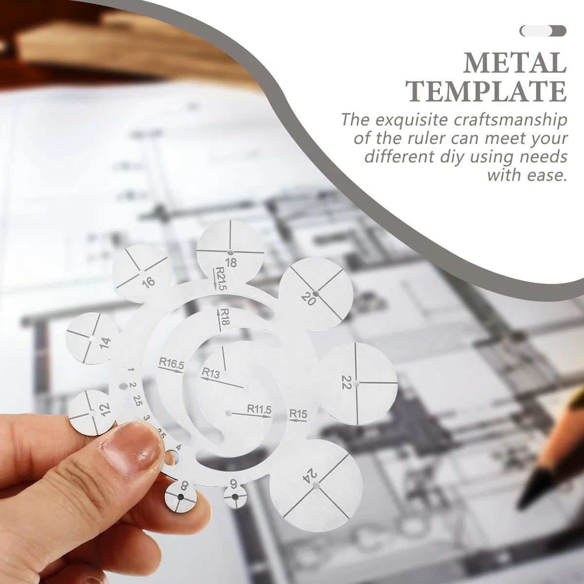 GLSTOY Plantilla para Cortar Cuero de Metal Corte Preciso y Versátil, Herramienta para Bricolaje y Proyectos de Cuero Regla Circular y Medidor de Ángulos