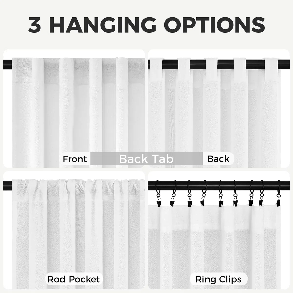 MRTREES Cortinas Lino Blancas de Salon Modernas Dormitorio Juvenil 2 Piezas 140x240 CM Cortina Visillo Blanca Translúcidas para Habitacion Lindas Cortinas de Casa Comedor para Barra