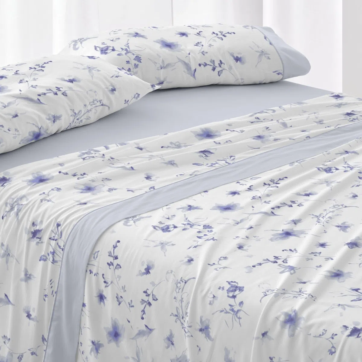 Burrito Blanco | Juego de sábanas | Cama de 135cm. (+Medidas Disponibles) | Diseño 048 | Color Azul (135x190/200cm.)