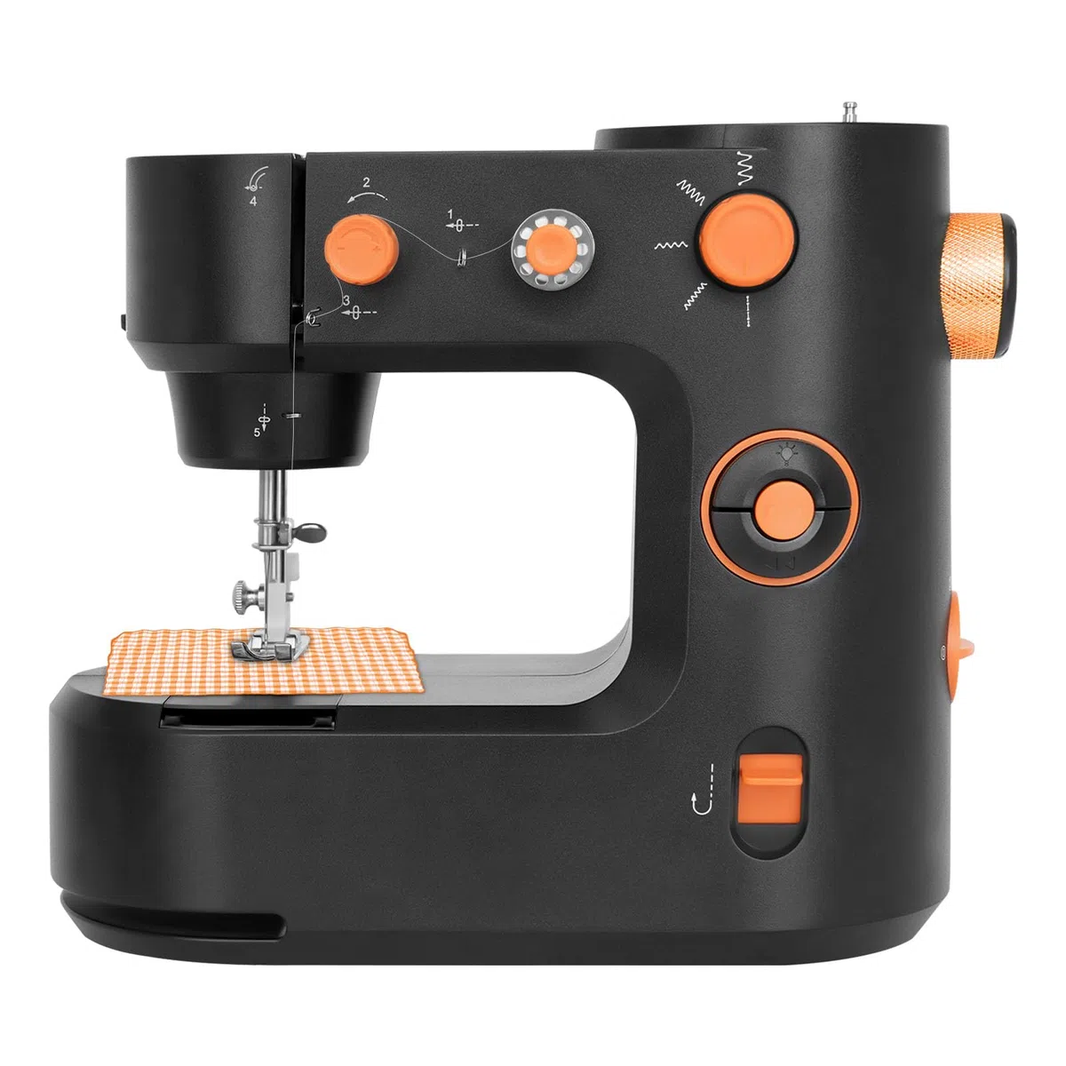 Máquina de coser manual para principiantes, mini máquina de coser eléctrica portátil con 5 programas de costura, pedal de mano y pie, luz de costura LED, FHSM 398, para ropa, pantalones, seda, gasa