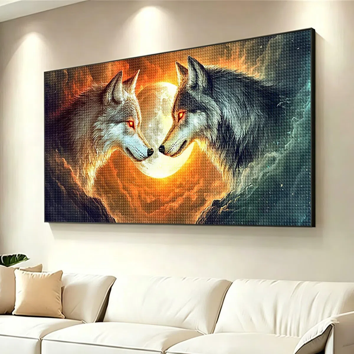 Diamond Painting Adultos Animal Pintura Diamante, Lobo Diamond Painting 5D Completo, DIY Cuadrado Cristal Bordado Punto de Cruz Cuadros de Diamantes para Decoracion Hogar, Regalo Mujer 160x80cm 0J-746