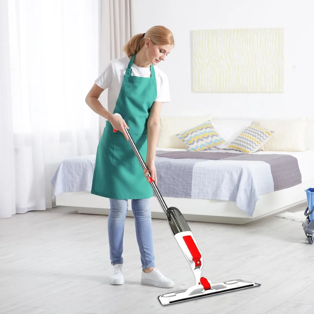 Mopas Spray Mopa con Pulverizador Lavable, De Precisión Y Sin Necesidad De | Limpiador De Suelos Húmedo Seco Para El Baño, Garaje, Salón, Hogar Y Apartamento