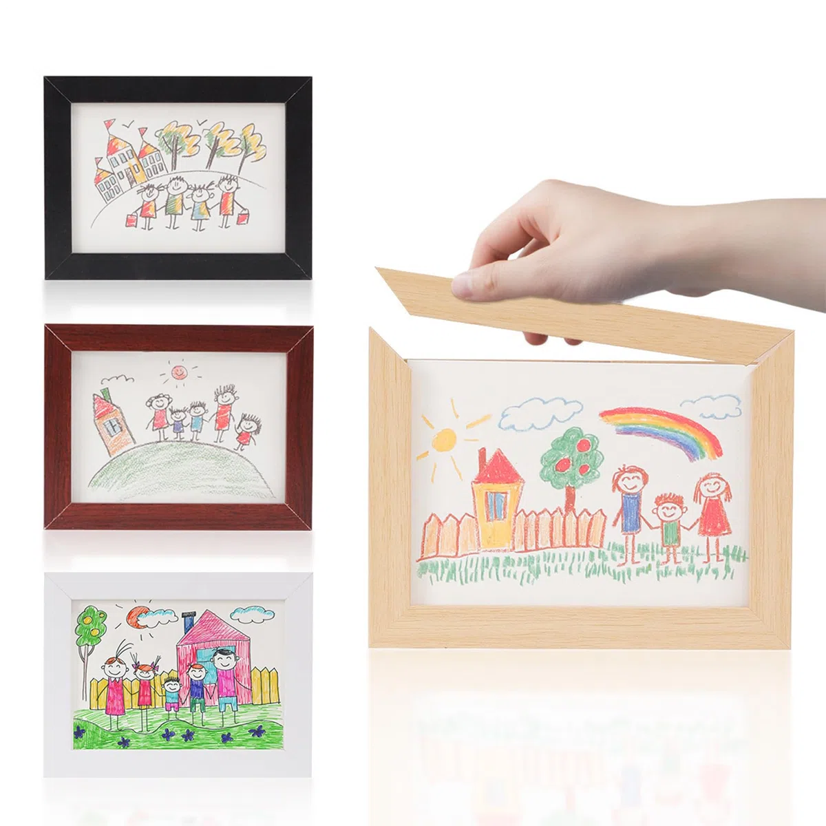 Marcos para Obras De Arte Infantil | Marcos Intercambiables para Dibujos Infantiles | Organizador De Manualidades con Gran Capacidad, Caja Abierta para 50 Hojas, Almacenaje para Pinturas