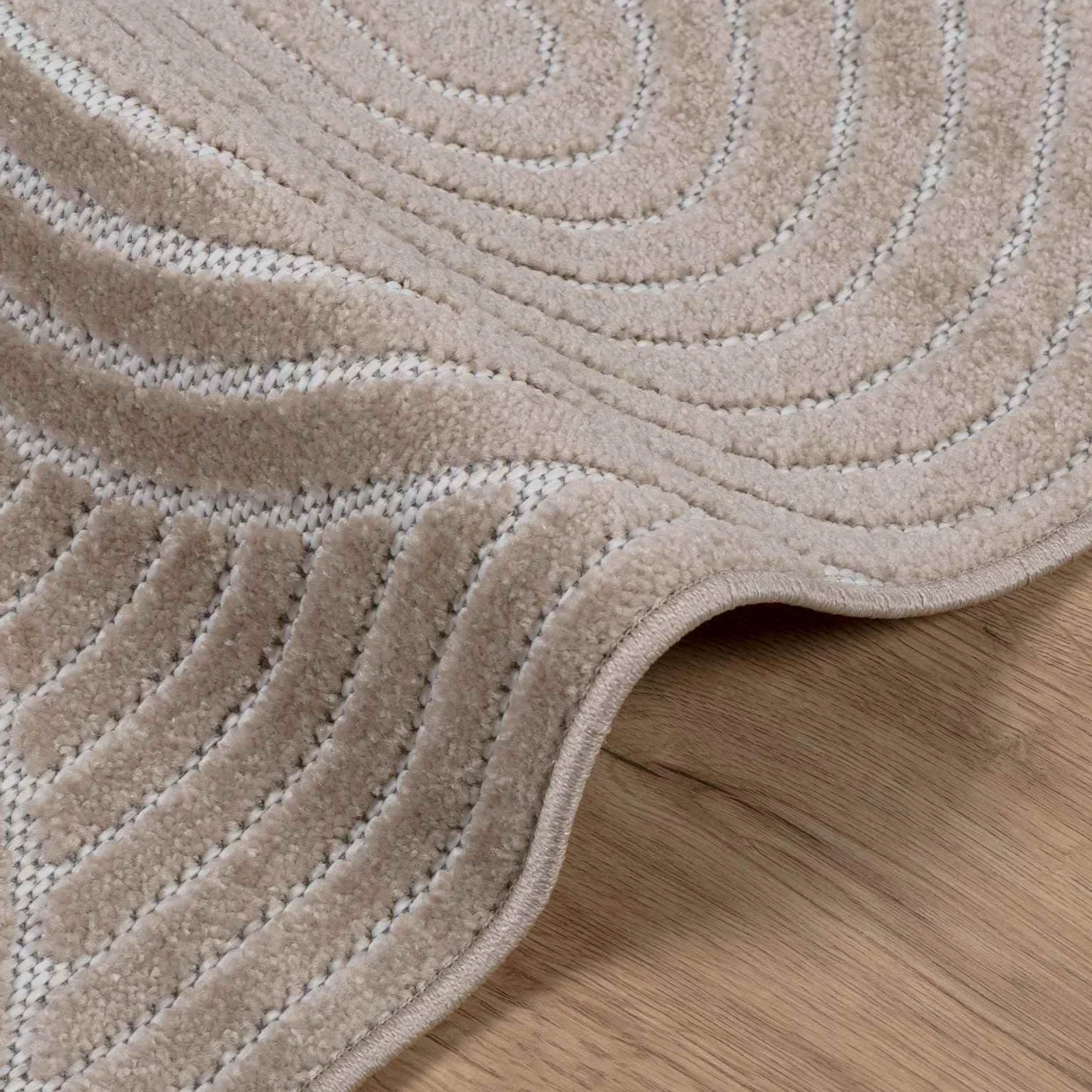 Alfombra Palmeras Beige 200 x 140 cm Poliéster Antideslizante Lavable para Salón Pasillo Terraza Moderna Suave Duradero con Amortiguación de Ruido