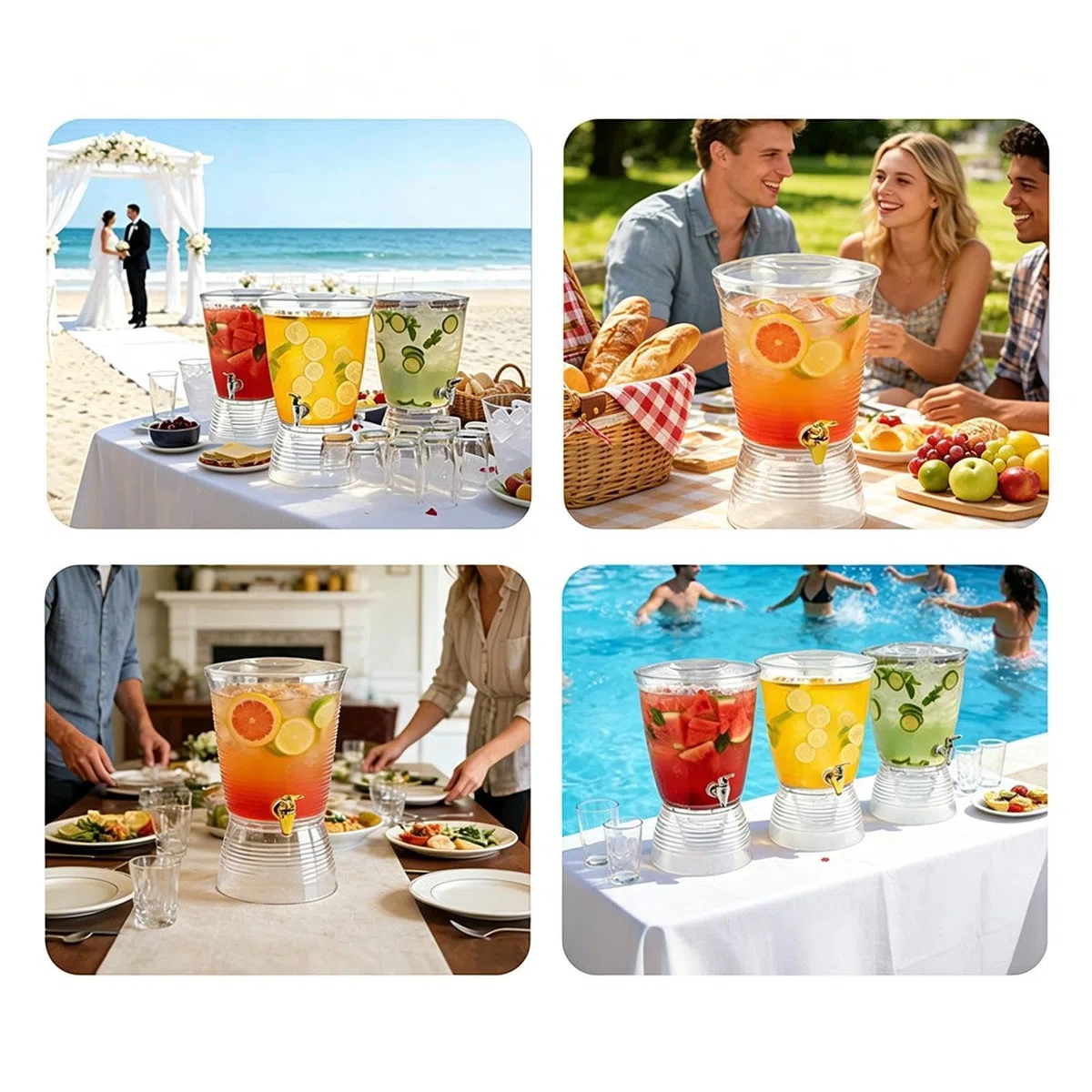 Dispensador de Bebidas Jarra de 6L para Refrescos | Dispensador de Limonada con Grifo para , Bodas, Reuniones, Oficina, Restaurante, Cafetería, Cumpleaños, Barbacoa