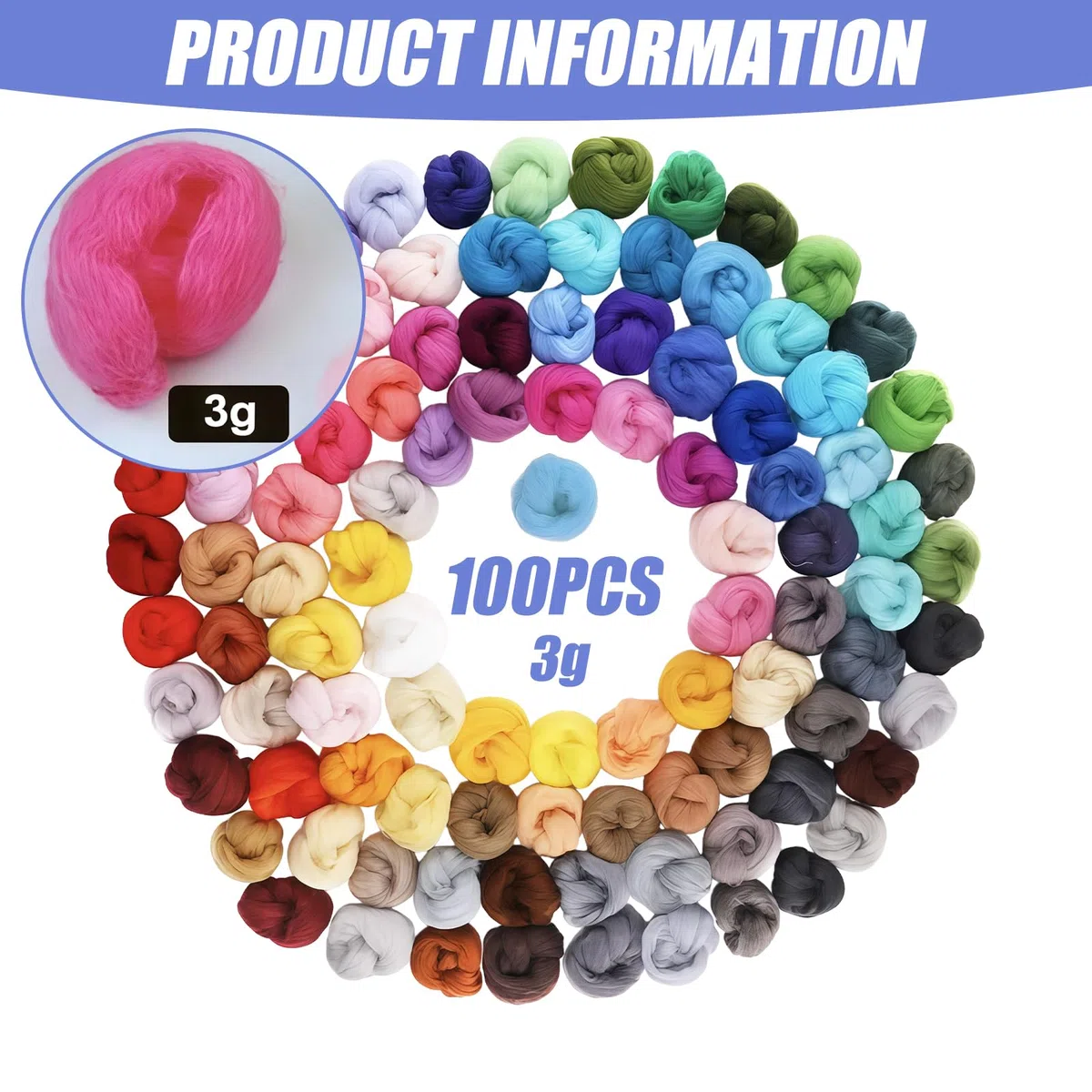 Juego de lana de fieltro de 100 colores: 300 g, lana de fieltro con fibras naturales para fieltro húmedo y seco, lana de cuento de hadas premium para fieltro, manualidades para amantes de la