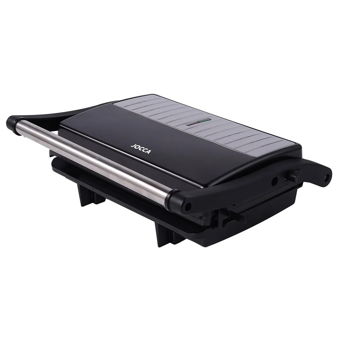 JOCCA - Sandwichera 2 Rebanadas, Línea Nature/Placas Grill Antiadherentes/Indicadores Luminosos/Sandwiches y más comidas/Acabado moderno Efecto Madera (Panini Negro)