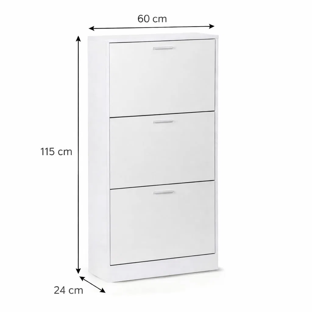 Acomoda Textil - Zapatero 3 Niveles de Madera, Amplio, Resistente y de Fácil Instalación 60x24x115 cm. Organizador de Zapatos Moderno, Fácil Montaje y Robusto. (Blanco)