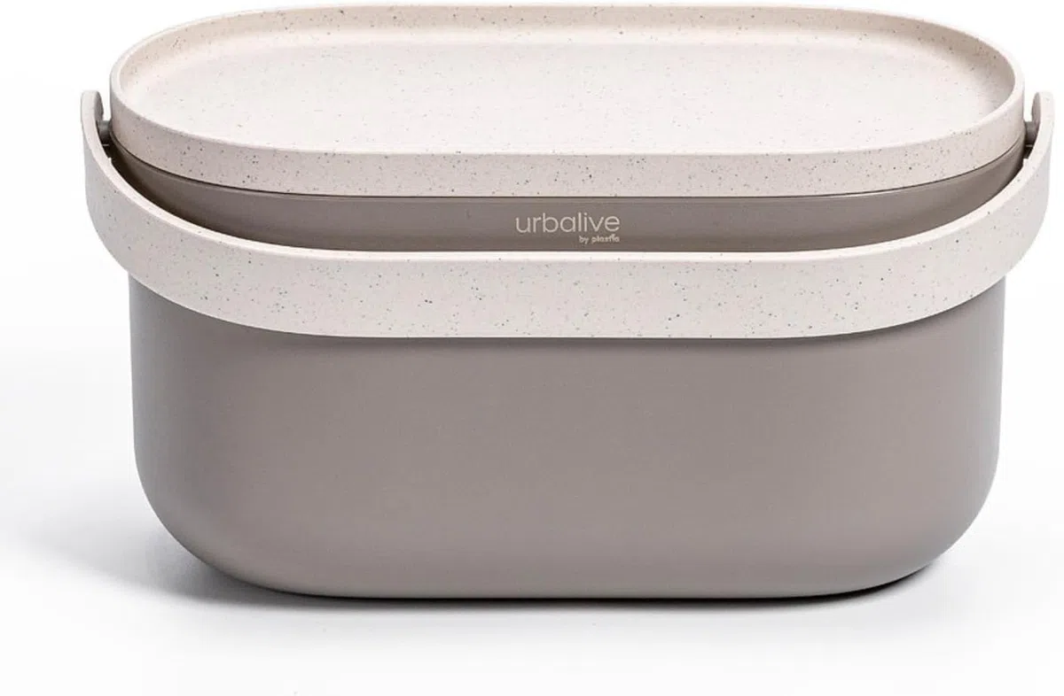 Urbalive Cubo de Basura Orgánica de Cocina 4L con Tapa – Pequeño Compostador de Diseño Apto Lavavajillas – Cubo Basura Pequeño Fabricado con Posos de Café, Incluye Bolsas Biodegradables