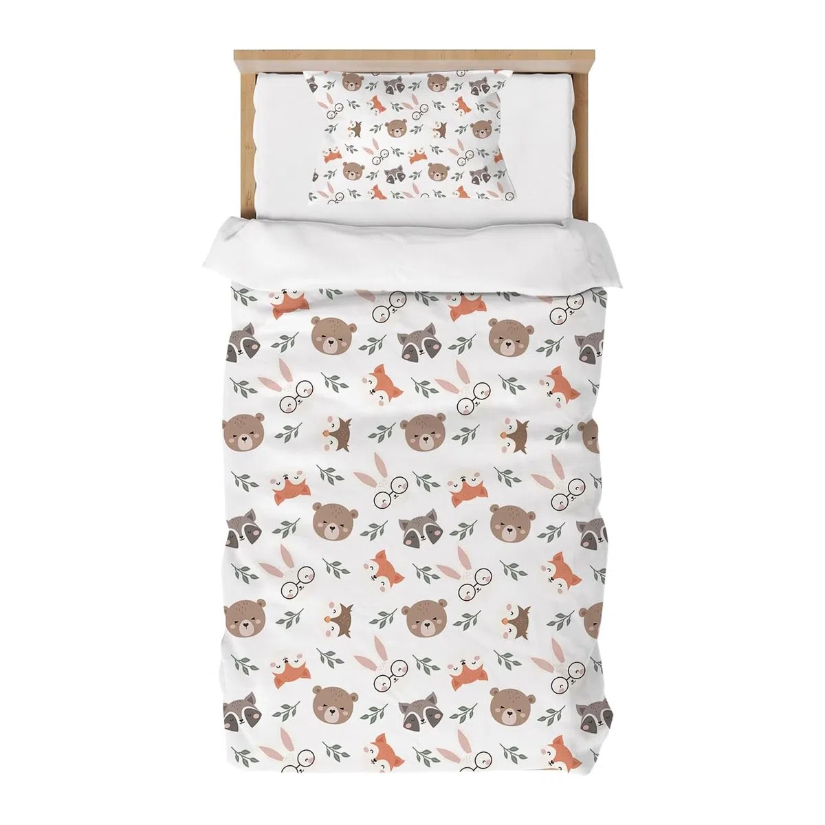 DJDEA Funda de Edredón Infantil 90x190 Animales de la Selva Niño, Juego de Cama de Microfibra 1 Plaza con Funda de Almohada 40x60