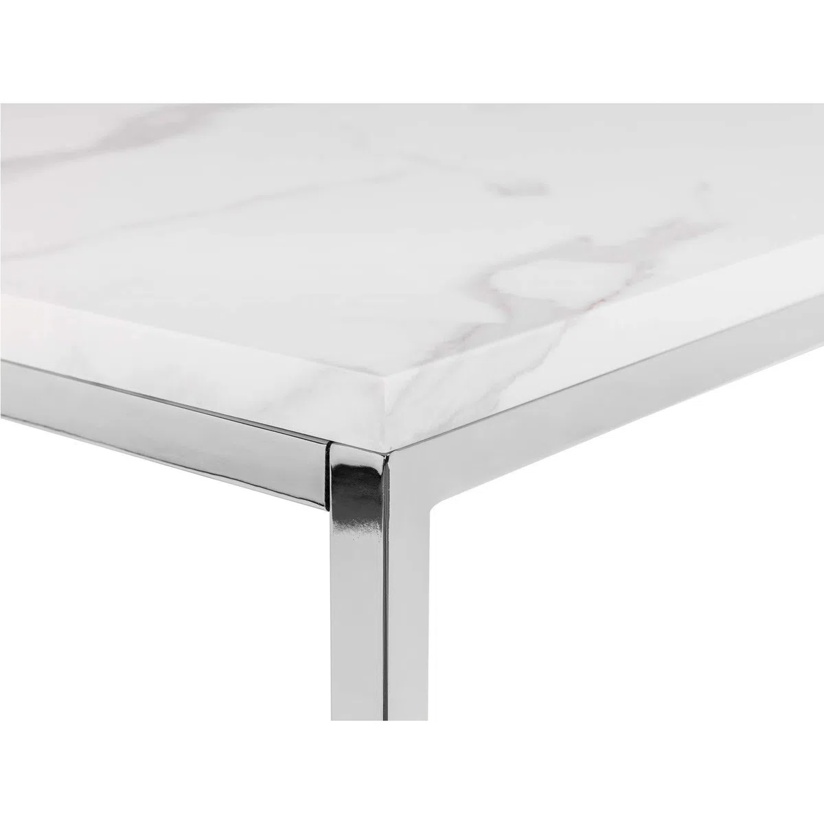 Julian Bowen Scala - Mesa de lámpara superior, mármol blanco y cromo, mesa decorativa lujosa y contemporánea