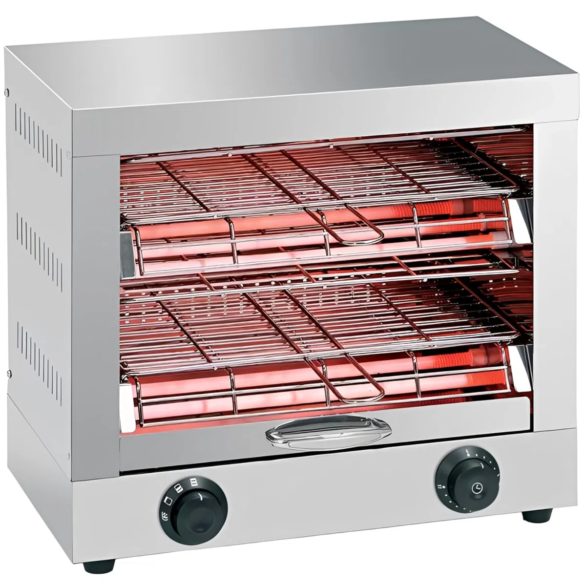 MBH - Tostadora industrial eléctrica 2 pisos INOX para HOSTELERÍA. Horno tostador de pan profesional para bar y restaurante.
