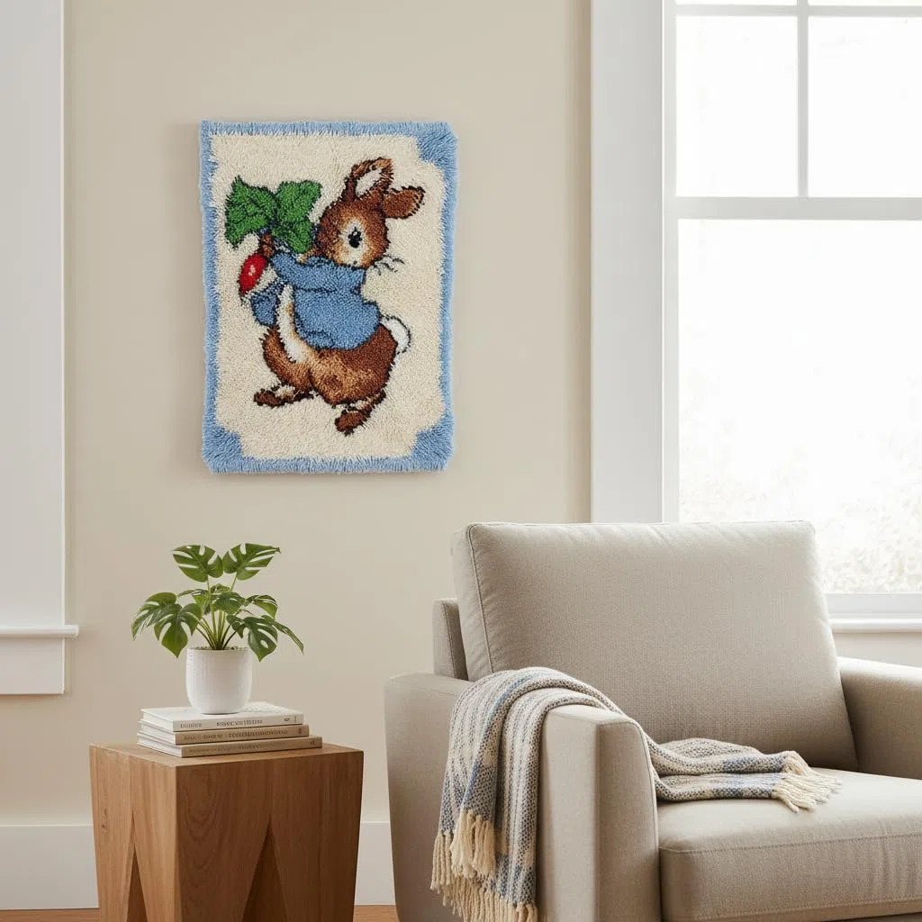 ROCKY&CHAO Kit de alfombra con gancho de pestillo, juego de bordado de alfombras, patrón de lona de ganchillo, manualidades para niños y adultos principiantes, 20 x 15 pulgadas