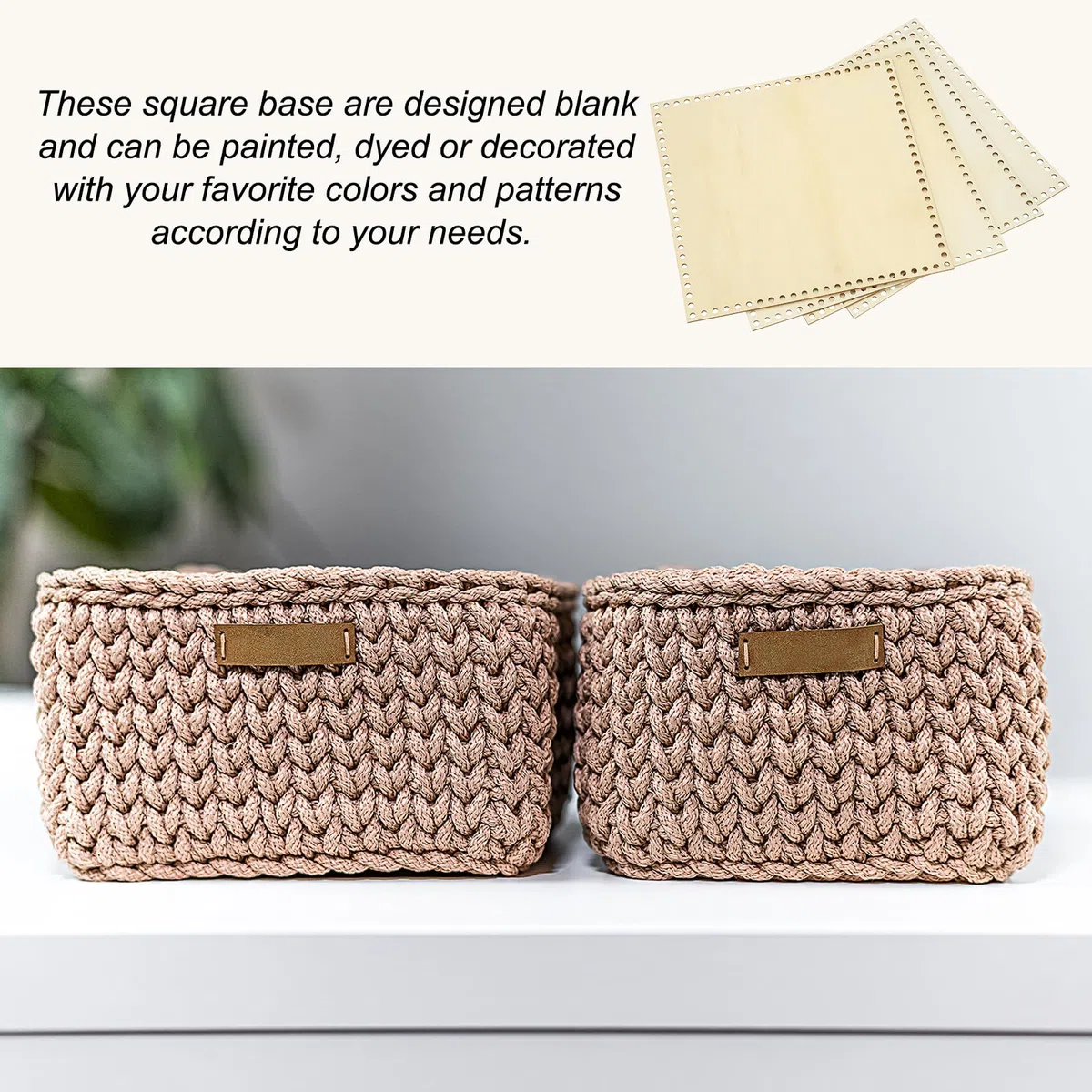 PATIKIL Base para cestas de ganchillo 12 x 12 pulgadas, 2 Piezas Bases cuadradas para fondo de cestas moldeador para bolsos suministros para tejido kit de ganchillo