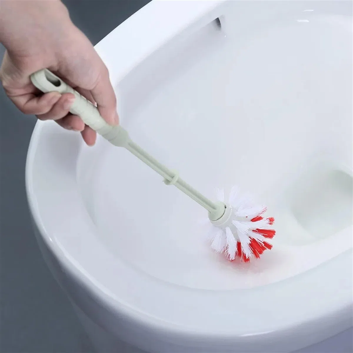 Juego de cepillo y soporte para cuenco de aceite, herramienta compacta, limpieza profunda para baño, cerdas gruesas y suaves, mango largo, ahorro de mano de obra (azul) (un color azul)