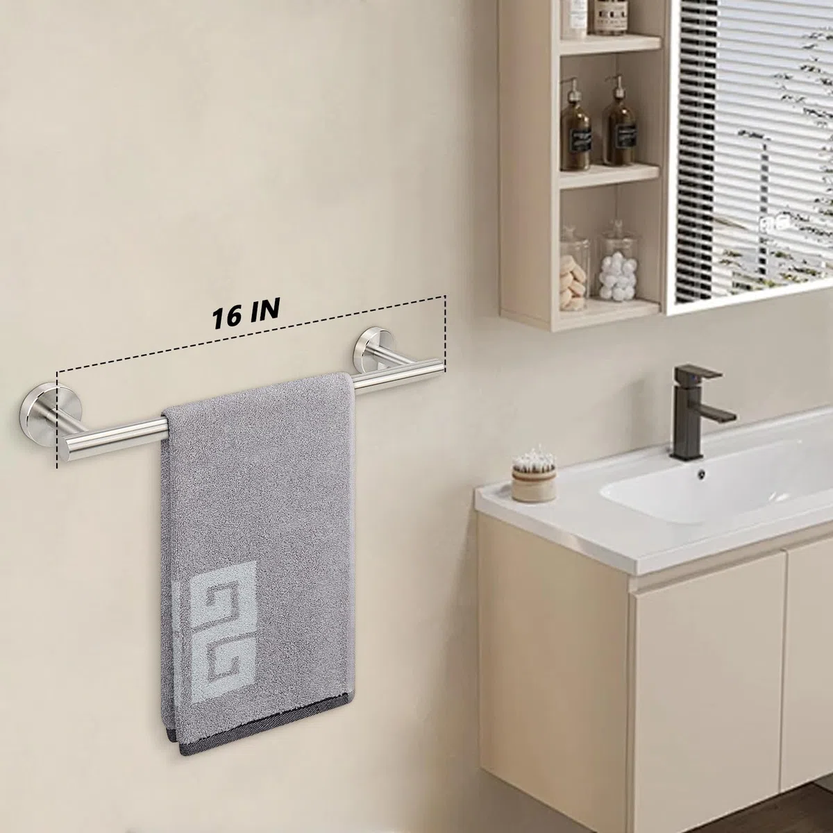 NearMoon Toallero de baño, Accesorios de baño, Acero Inoxidable Grueso, toallero de Ducha para baño, toallero montado en la Pared (níquel Cepillado, 40,6 cm)