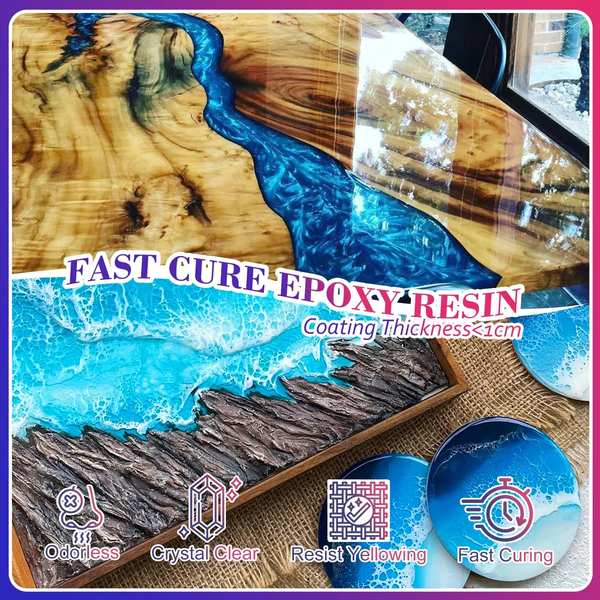 Resina epoxi de endurecimiento rápido, 4 horas de desmoldeo - Resina transparente de 100 oz con endurecedor, sin burbujas para posavasos, artesanía y revestimiento