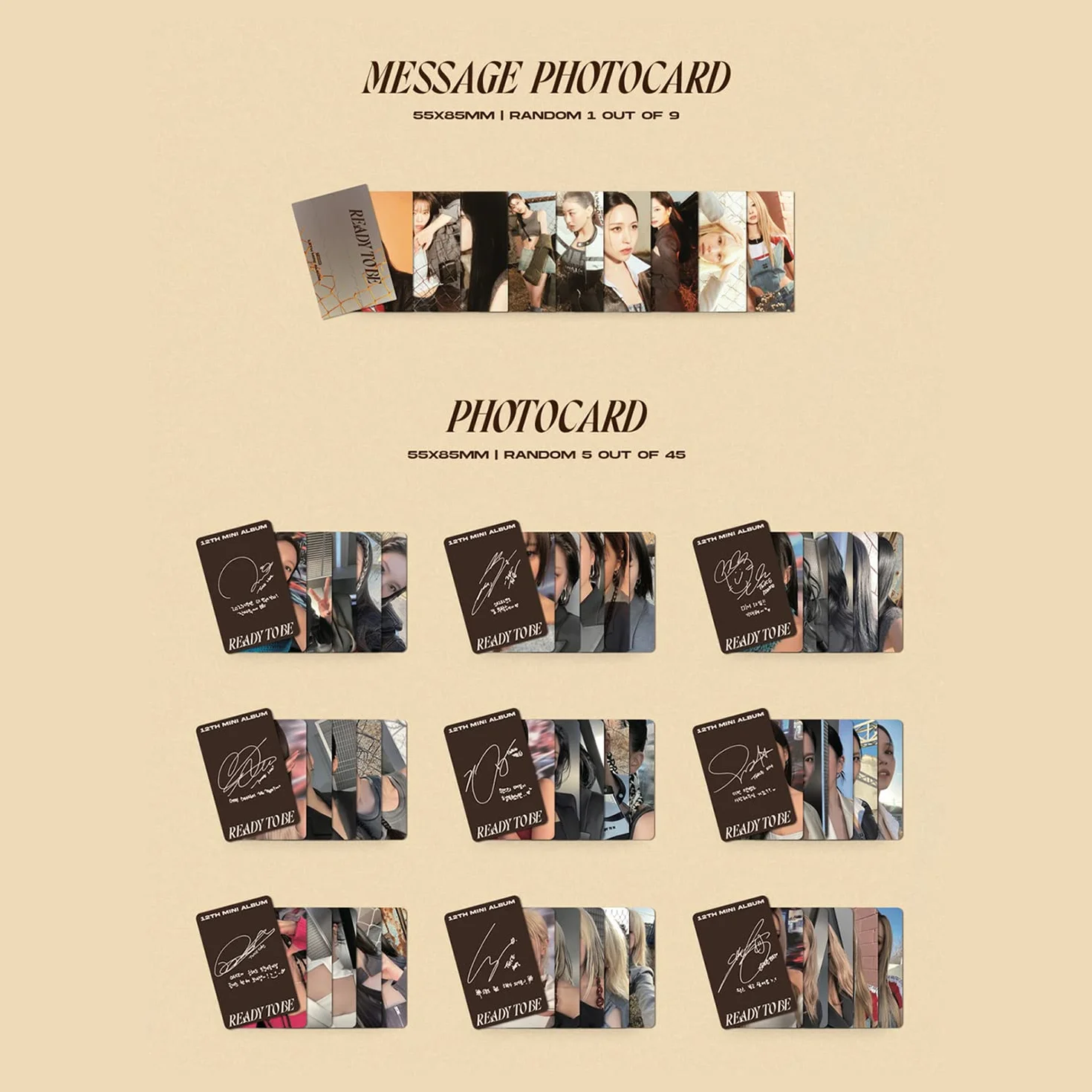 TWICE - 12th Mini Album [READY TO BE] (BE Ver.) Photobook + CD-R + Folded Poster + Postcard + Message Photocard + Photocard + 1 PVC Card