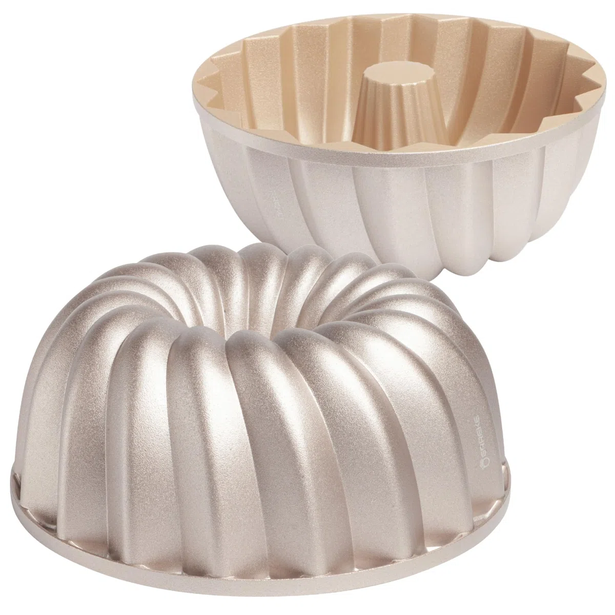 Erreke Molde Bizcocho Horno, Molde Tarta, Doble Capa Antiadherente, Aluminio Fundido Resistente, Savarín Cocción Uniforme, Repostería, Color Oro Rosa, 24cm, 2.5 litros, Clásico