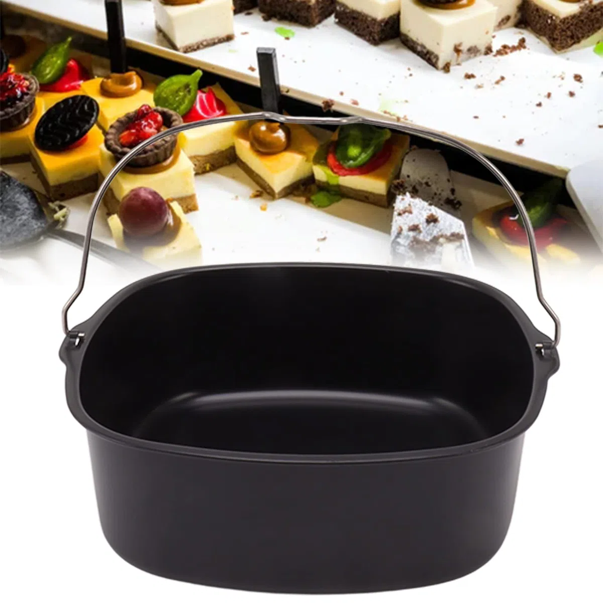 Fdit Barril para Tartas para Freidora, Metal de Calidad Alimentaria, Apto para Lavavajillas, Apto para la Mayoría de Freidoras, Bandeja para Hornear para Guisos, Pasteles, Panes, Gris