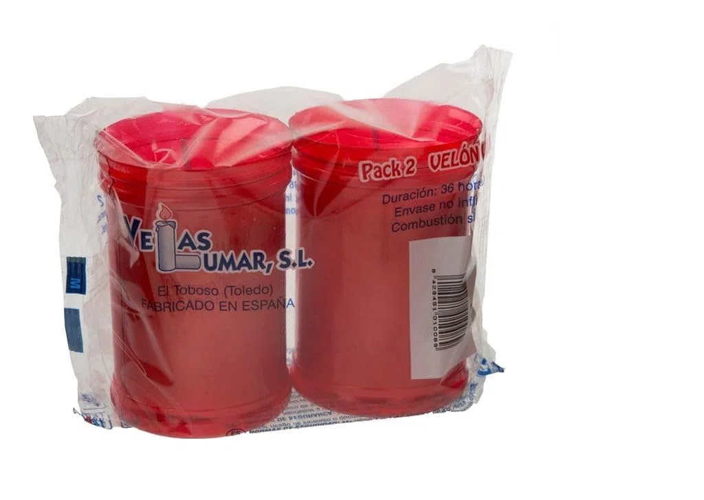 Pack de 12 velones Rojos de 36 Horas de duración