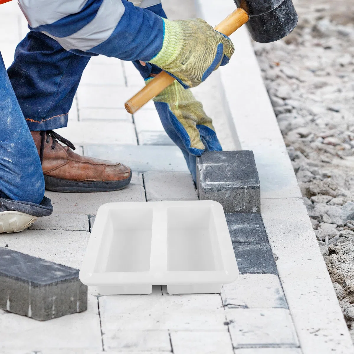 HEMOTON Molde para Adoquines de Ladrillo Holandés Rectangular 20x10x6,2 Cm Molde de Plástico Resistente para Pavimentos de Hormigón Exterior para Patios y Caminos de Jardín