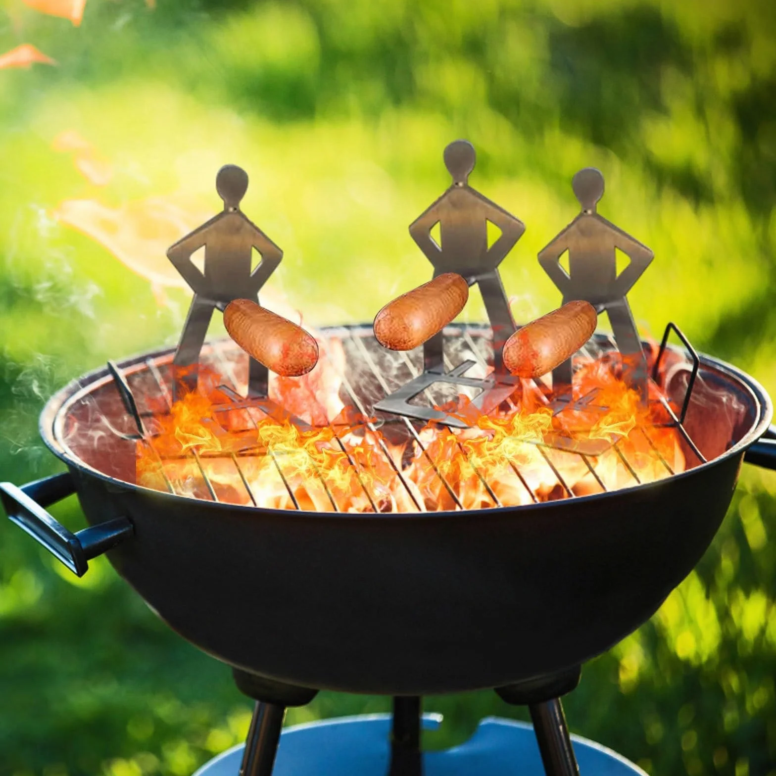 Divertido Perro Caliente Salchicha Soporte Soporte portátil Barbacoa Parrilla Acero Inoxidable asador Parrilla Soporte Barbacoa Herramientas