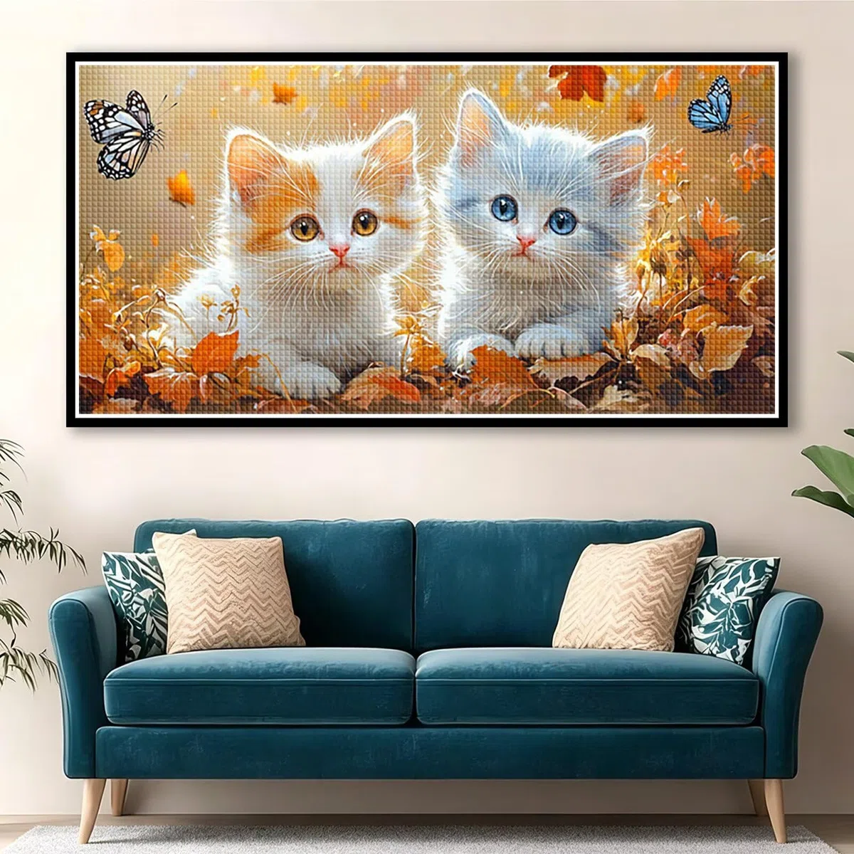 Diamond Painting Grande 160x80cm Gato Diamond Painting Adultos, DIY Mariposa Pintura de Diamante Manualidades Adultos, 5D Cuadrado Rhinestone Bordado Punto de Cruz para Home Decoration Regalo 0J-743