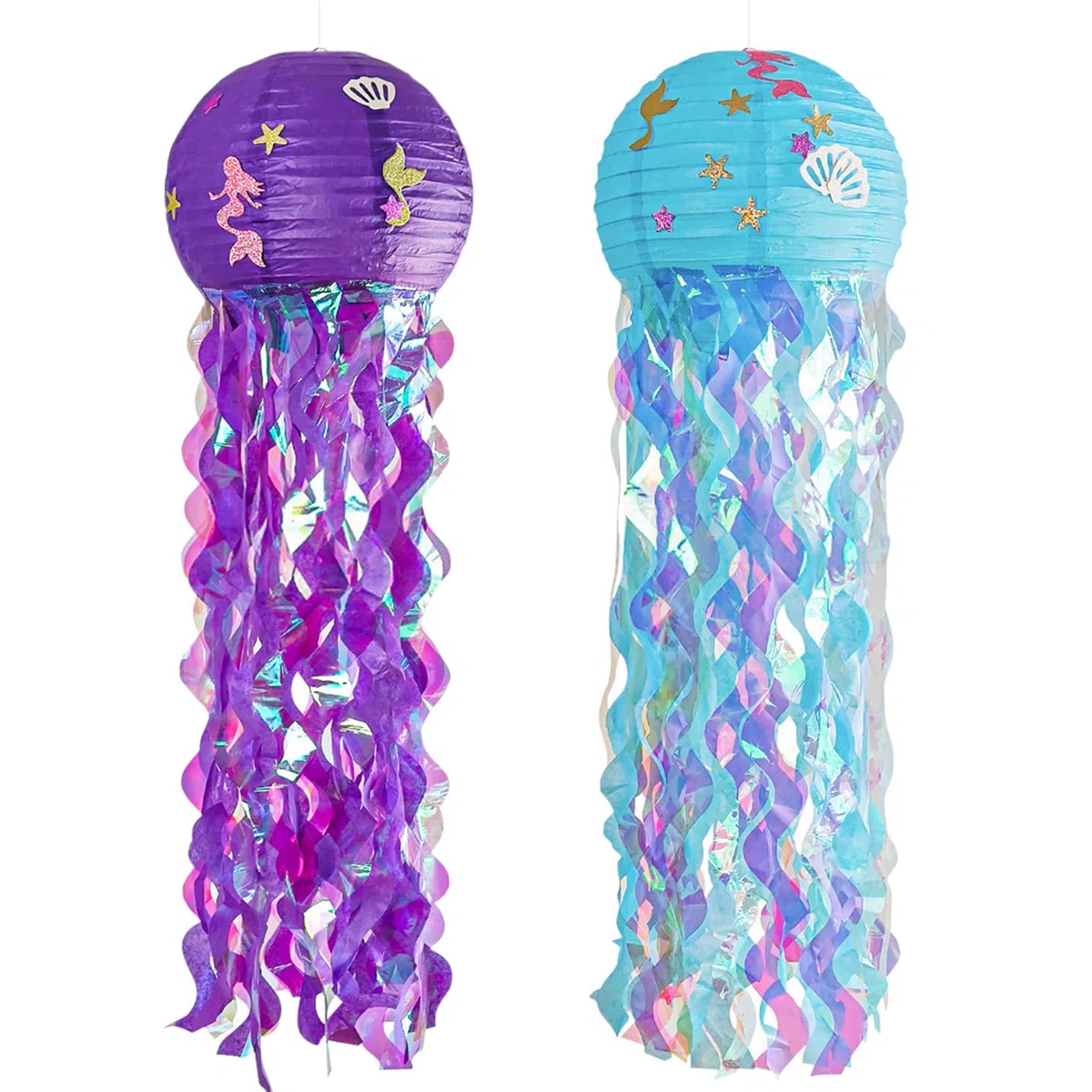 2 Pieza Linternas de Papel de Medusas, Linternas Decorativas de Sirena, Decoraciones de Fiesta de Cumpleaños, Suministros de Fiesta Temática del Océano