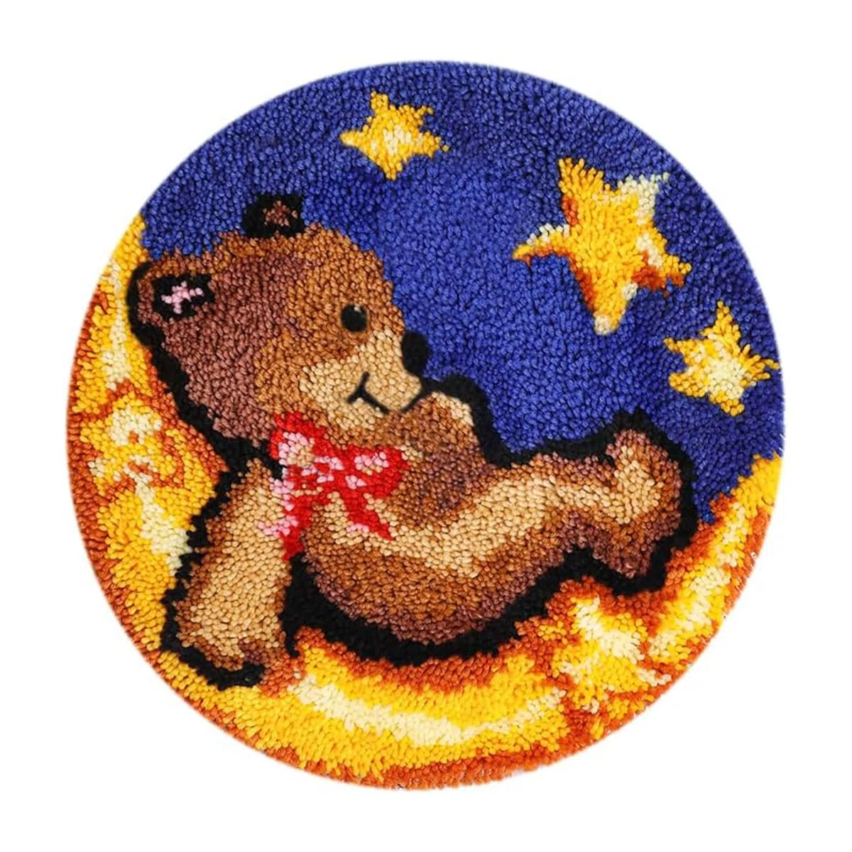 Juego de alfombras con Gancho de pestillo, Alfombra Anudada, alfombras Bordadas en Punto de Cruz, Kit de Herramientas para Hacer alfombras con Gancho de pestillo Hecho a Mano (Oso)