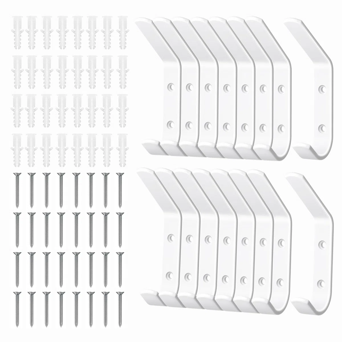 Percheros Pared con 16 ganchos, Ganchos para Abrigos Pared Ganchos de Pared Blanco Colgadores Ganchos Perchero para Baño, Entrada, Cocina