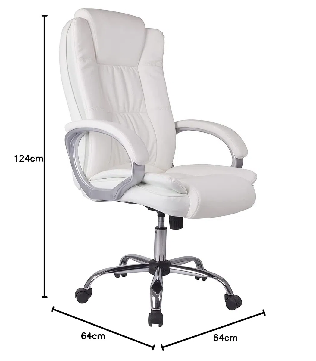Suinga Silla Oficina New York | Reposabrazos | Altura Regulable | Diseño Ergonómico | Piel Sintética Blanca | Comodidad | Profesional