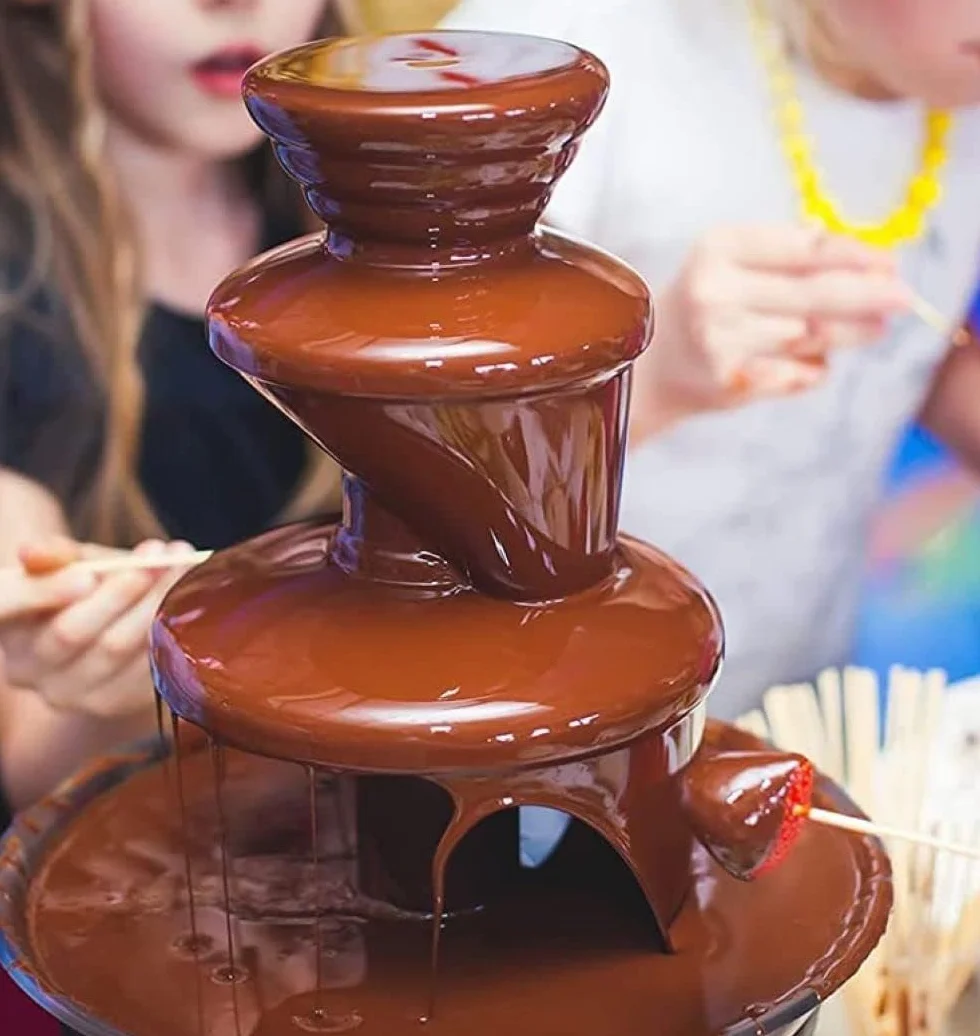 Opal Juego de fondue de fuente de chocolate de acero inoxidable de gran tamaño, 0.5L, máquina eléctrica de 3 niveles con base de olla de fusión en caliente (OCF17)