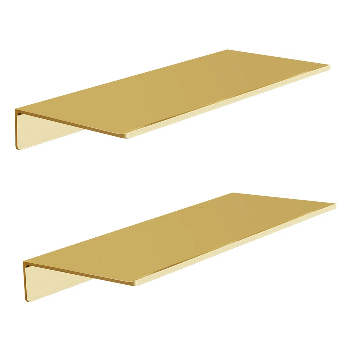 HNVNER Estantes de Pared Juego de 2, Dorado Cepillado, Estanterias Metalicas de Pared Baldas para Salón, Dormitorio, Recibidor, Ducha, Oficina, Estanteria Baño (30 x 12.5 CM)
