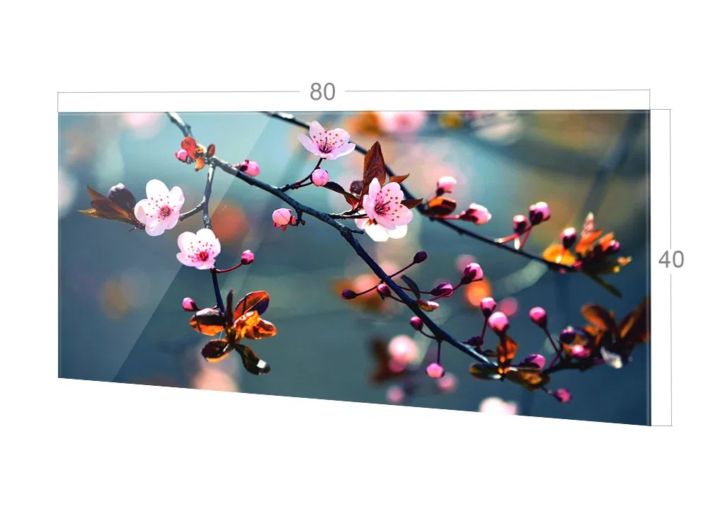 GRAZDesign Panel posterior de cocina de cristal para cocina, diseño de flor de cerezo en verano, espejo de cocina, panel posterior de cocina, cristal templado de 4 mm, 80 x 40 cm
