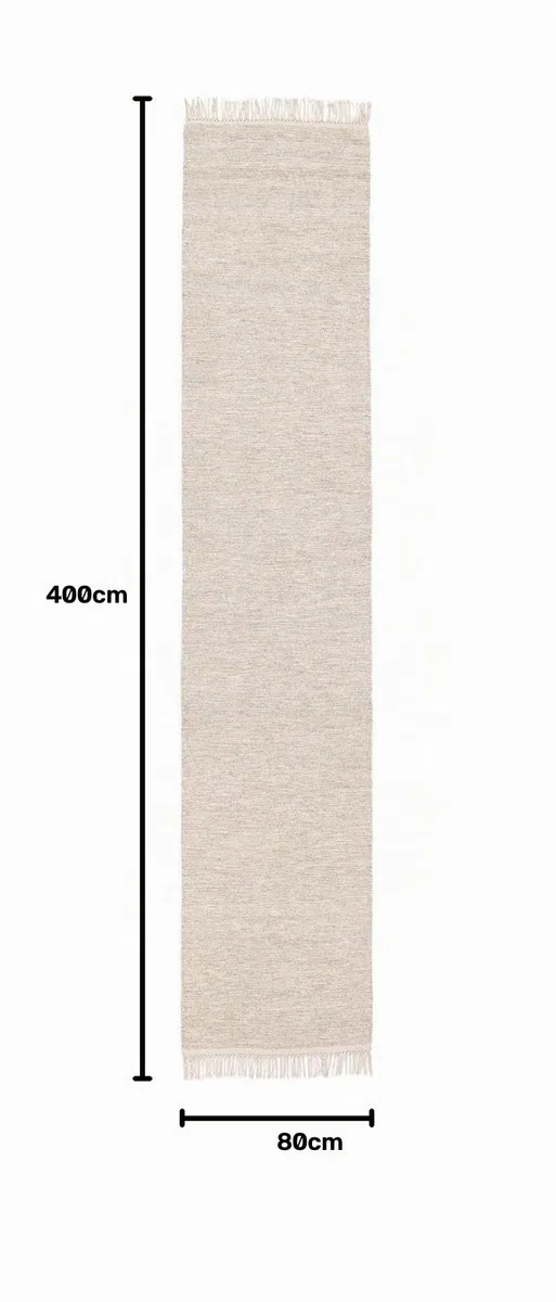 RugVista Melange Alfombra, 80 x 400 cm, Beige | Rectangular, Pelo corto, Limpieza en seco, Oeko-Tex 100, Sala de estar, Comedor, Dormitorio, Cocina, Pasillo