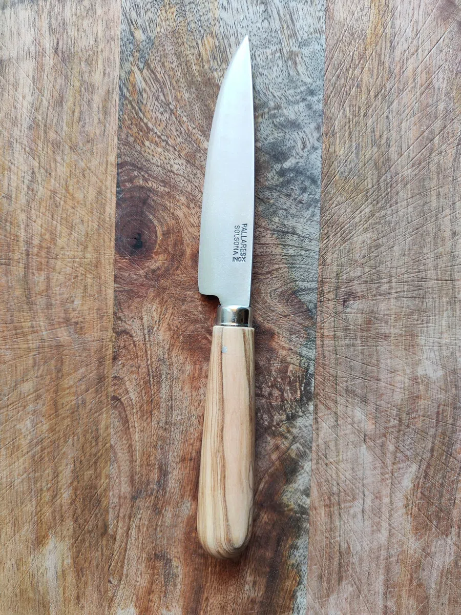 PALLARES Cuchillo Cocina Mango Redondo Madera de Olivo.Acero Inoxidable 10cm.