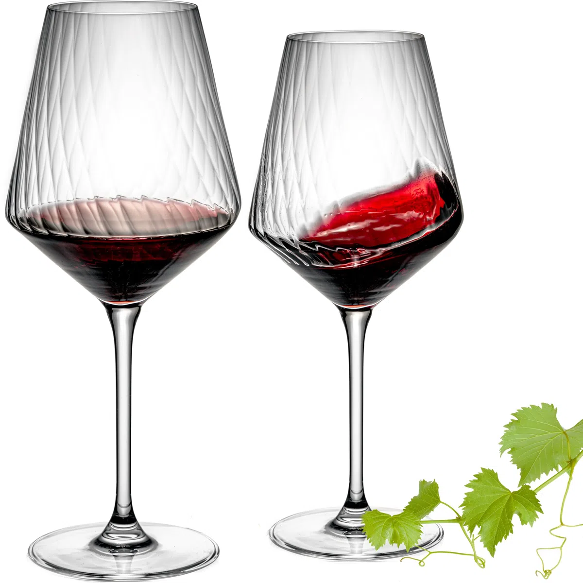Imperial Juego de 2 copas de vino tinto estriadas de cristal "London", copas de vino de 580 ml, aptas para lavavajillas