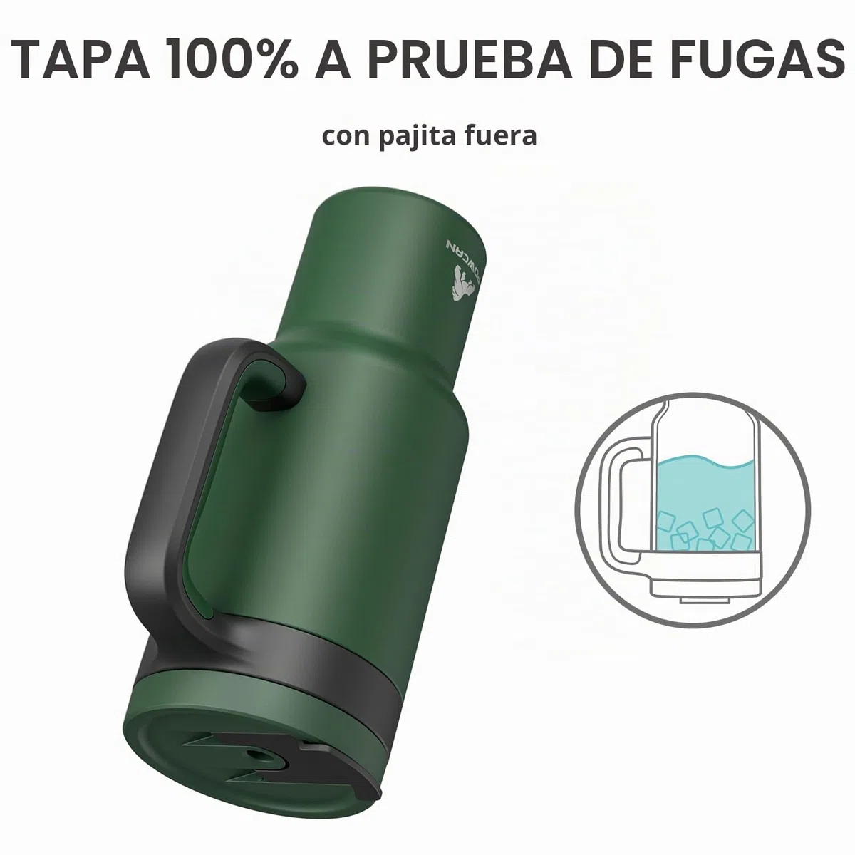 POWCAN Vaso de 40 onzas con asa, popote y tapa para sorber 2 en 1, a prueba de fugas, apto para lavavajillas, taza de café de viaje de acero inoxidable aislada, mantiene el frío durante 34 horas, cabe