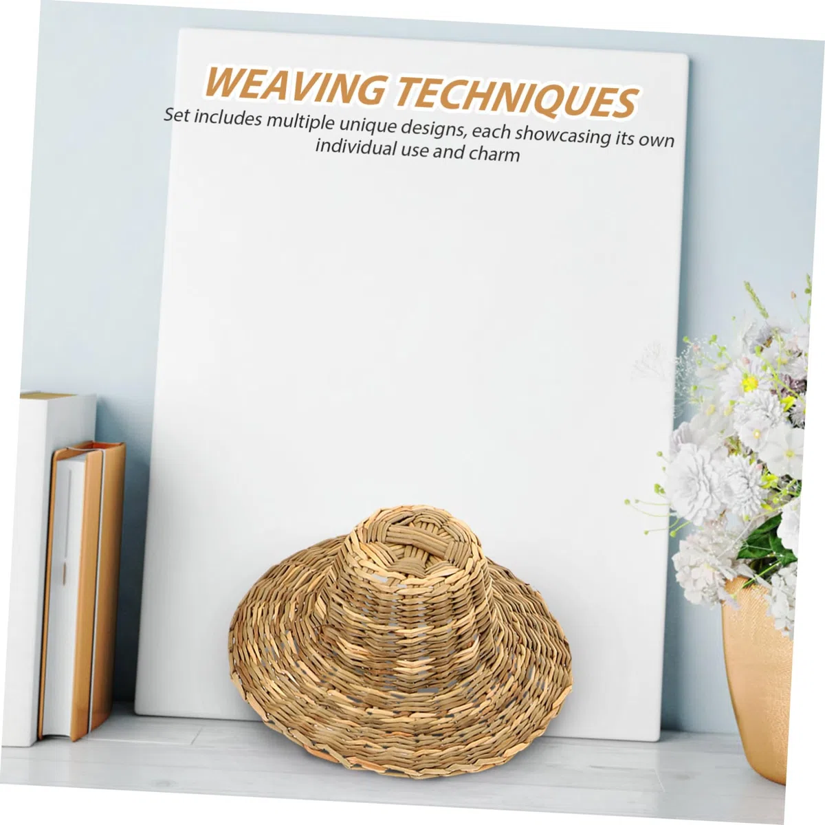 SHOWERORO 5 Mini Sombreros de pequeños Sombreros para Manualidades, Mini Sombreros Tejidos como decoración y Adorno para Mesa, Manualidades, Sombrero Tejido decoración